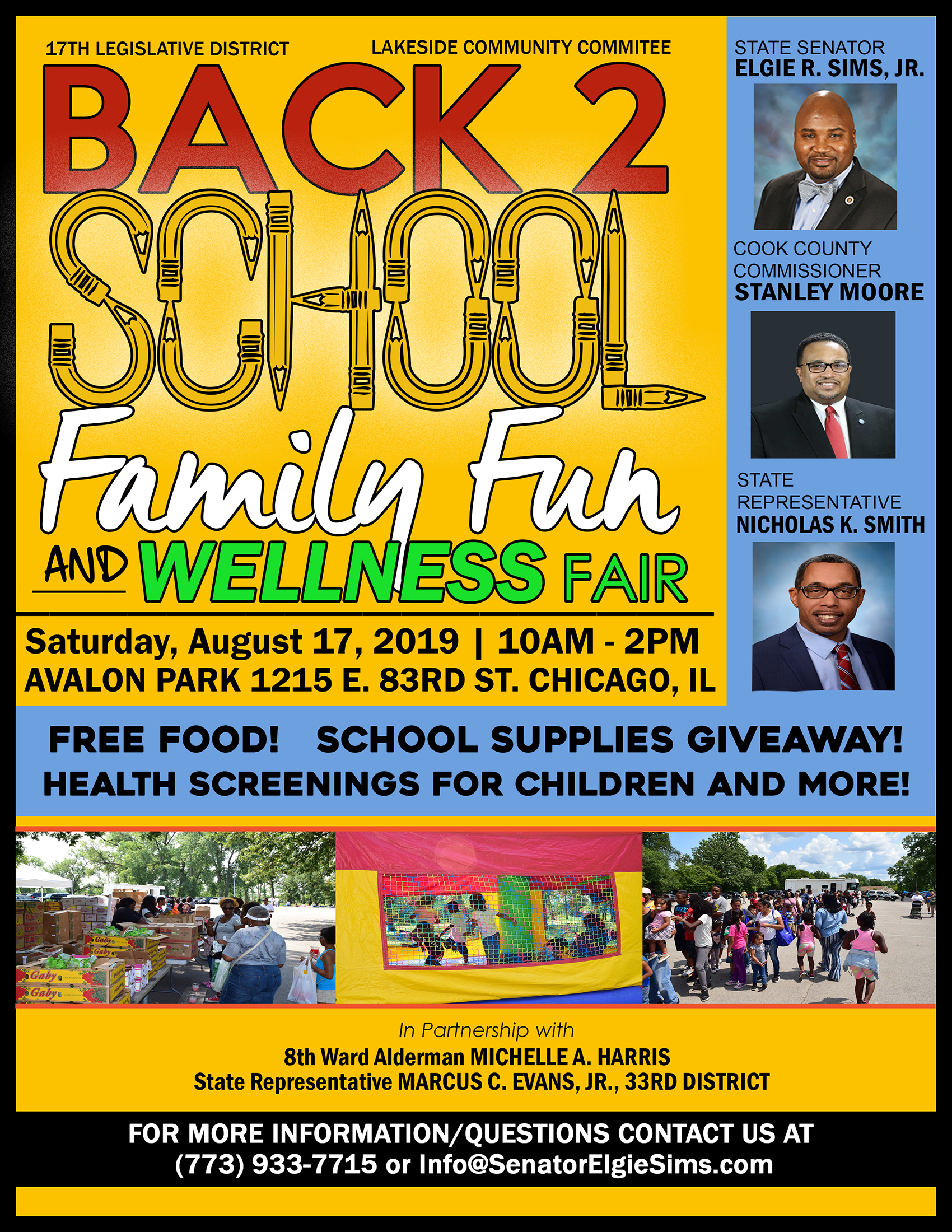 2019 BACK 2 SCHOOL FAMILY FUN AND WELLNESS FAIR flier