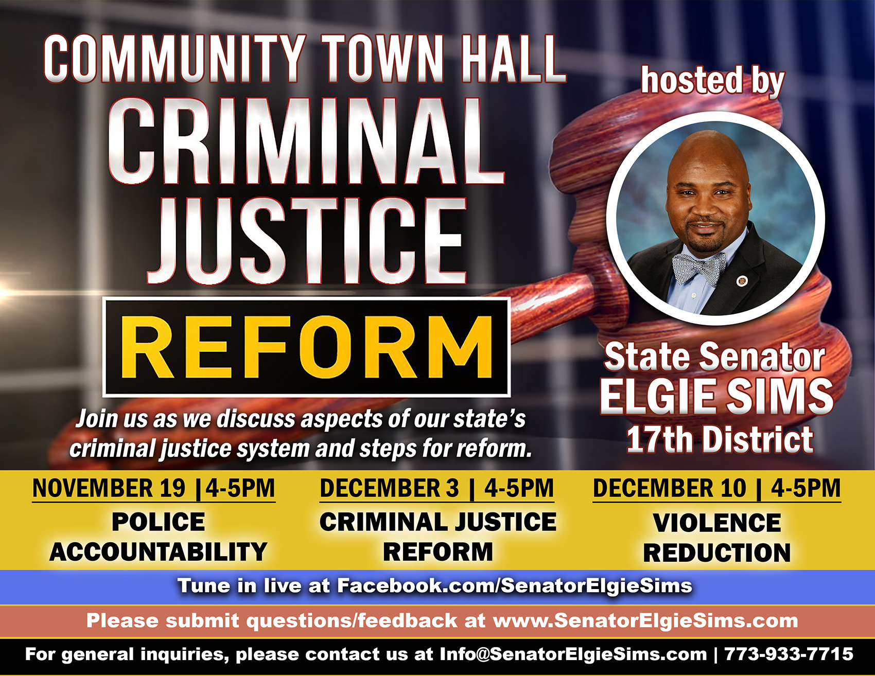 2020 Community Town Hall on Criminal Justice Reform Flier