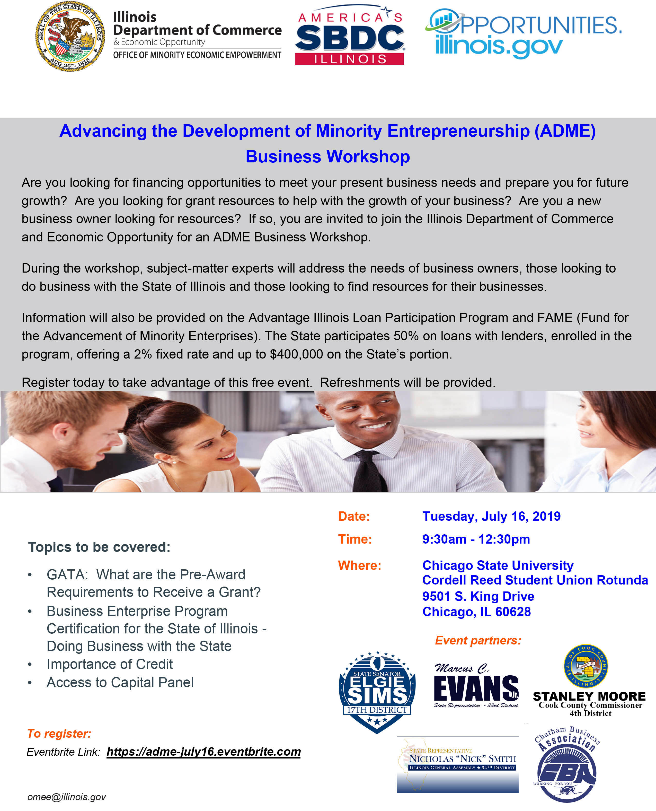 Chicago July 16 2019 ADME Business Workshop flier