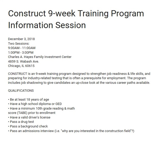 Construct Nine Week Program